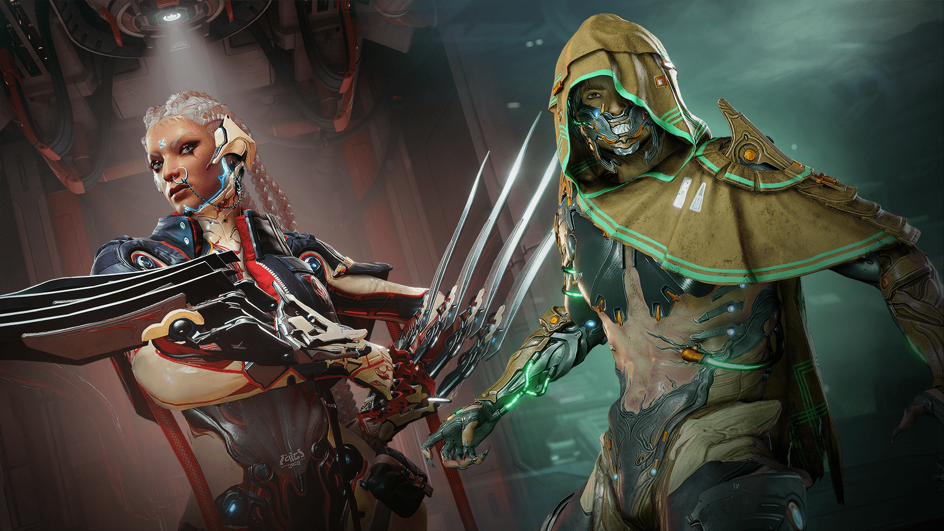 Vena ve Ryoku, arkalarında kendi ana gemilerinin iç mekanlarının görüntüleri varken bize bakıyorlar. Vena'nın kırmızı gemisinin tepesinde bir spot ışığı parlıyor, Ryoku'nun yeşil gemisi ise dumanla dolu gibi görünüyor.