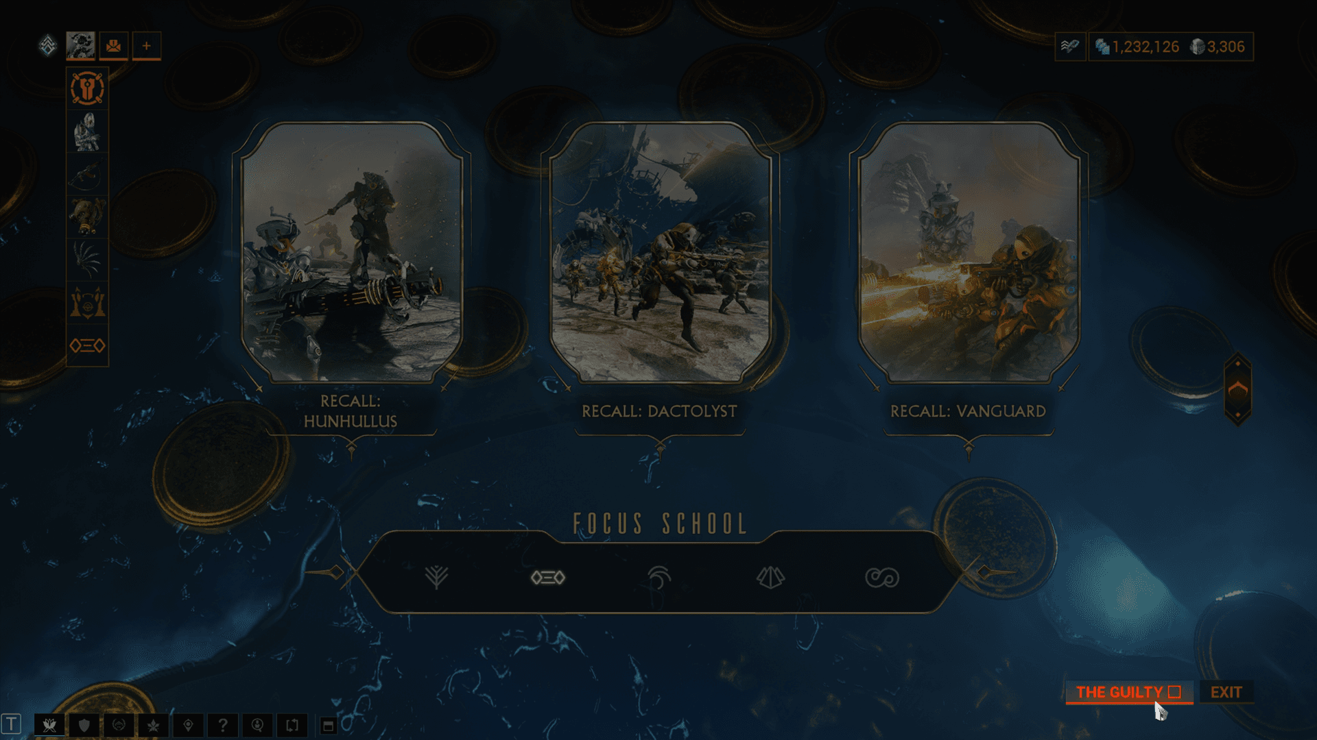 Screenshot of a darkened Dark Refractory UI with a highlight on the new option, The Guilty. It is located next to the Exit button and has a checkmark box which is unchecked.